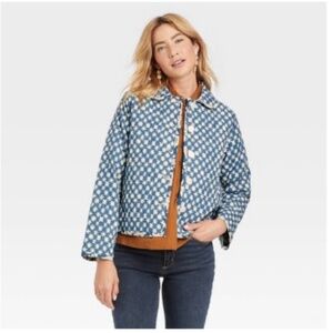 Blue floral quilted jacket